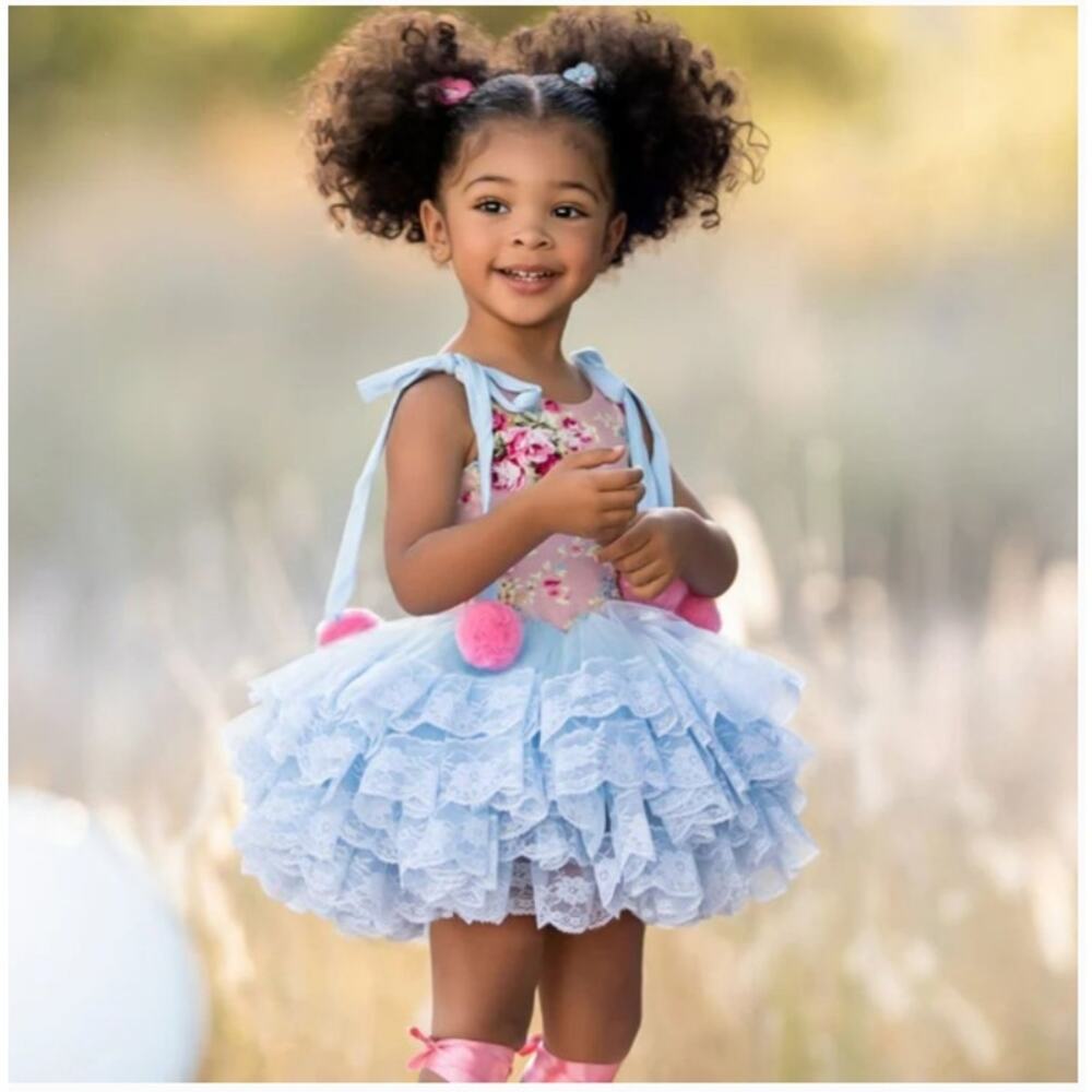 NEW! Dollcake 'Rose Rouge' Floral Tutu Pom Pom Party Dress (4)